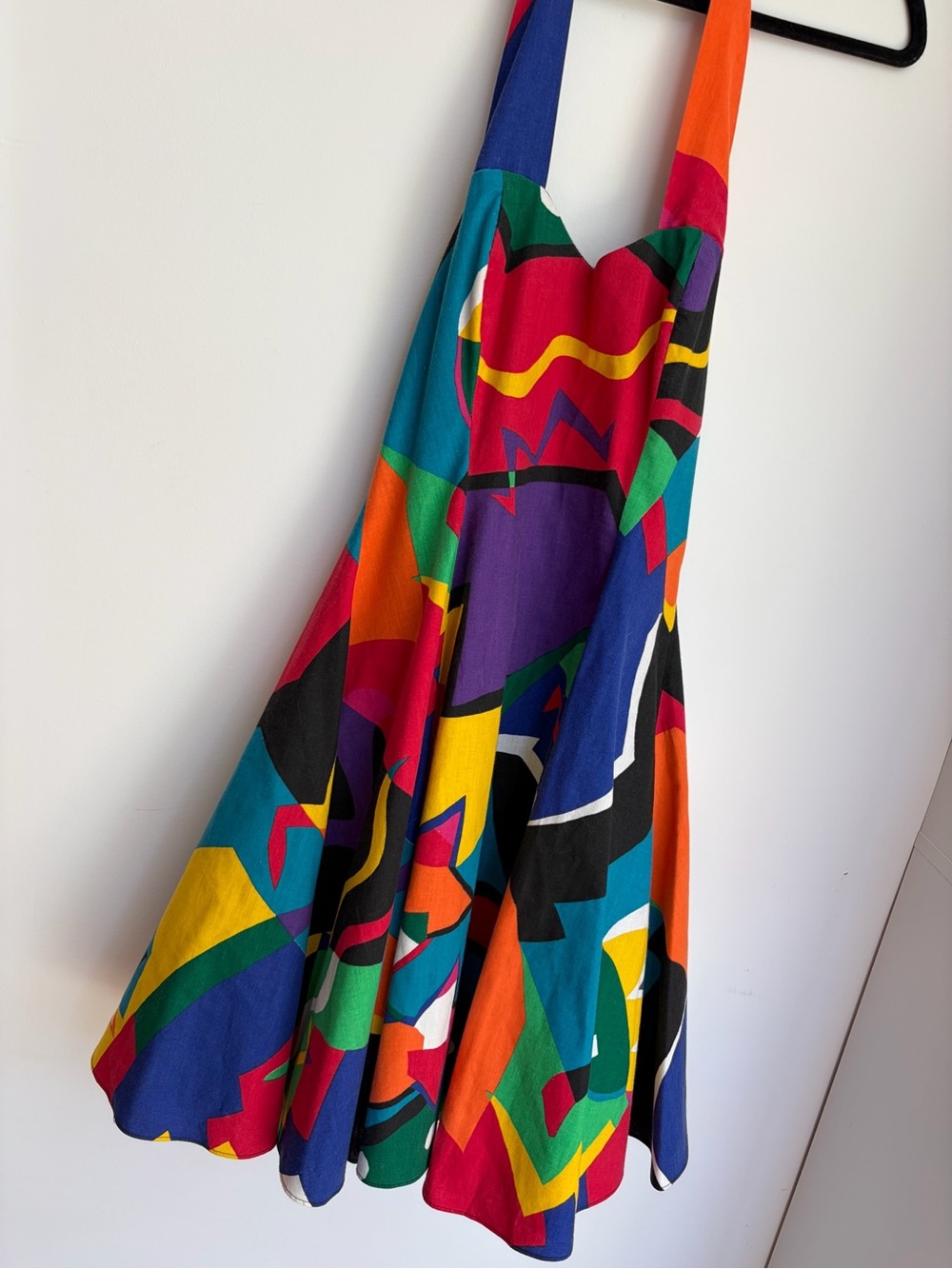 Henri Bendel Vintage 80s Colorful Abstract Print Halter Dress tutu
